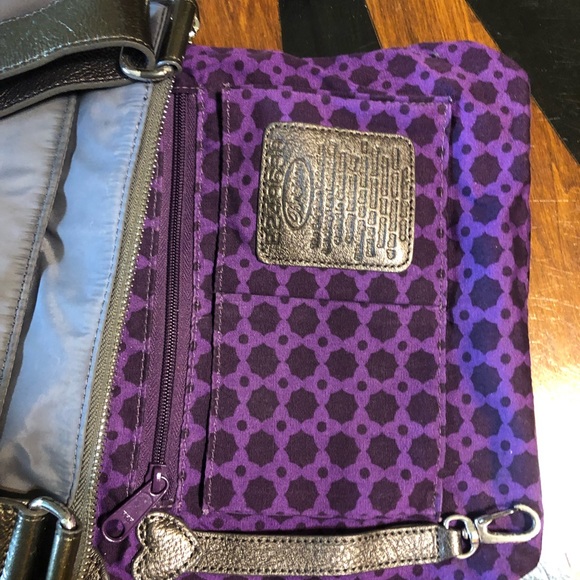 BRIGHTON Brown Leather and Nylon Crossbody Bag and Dustbag - Picture 10 of 13